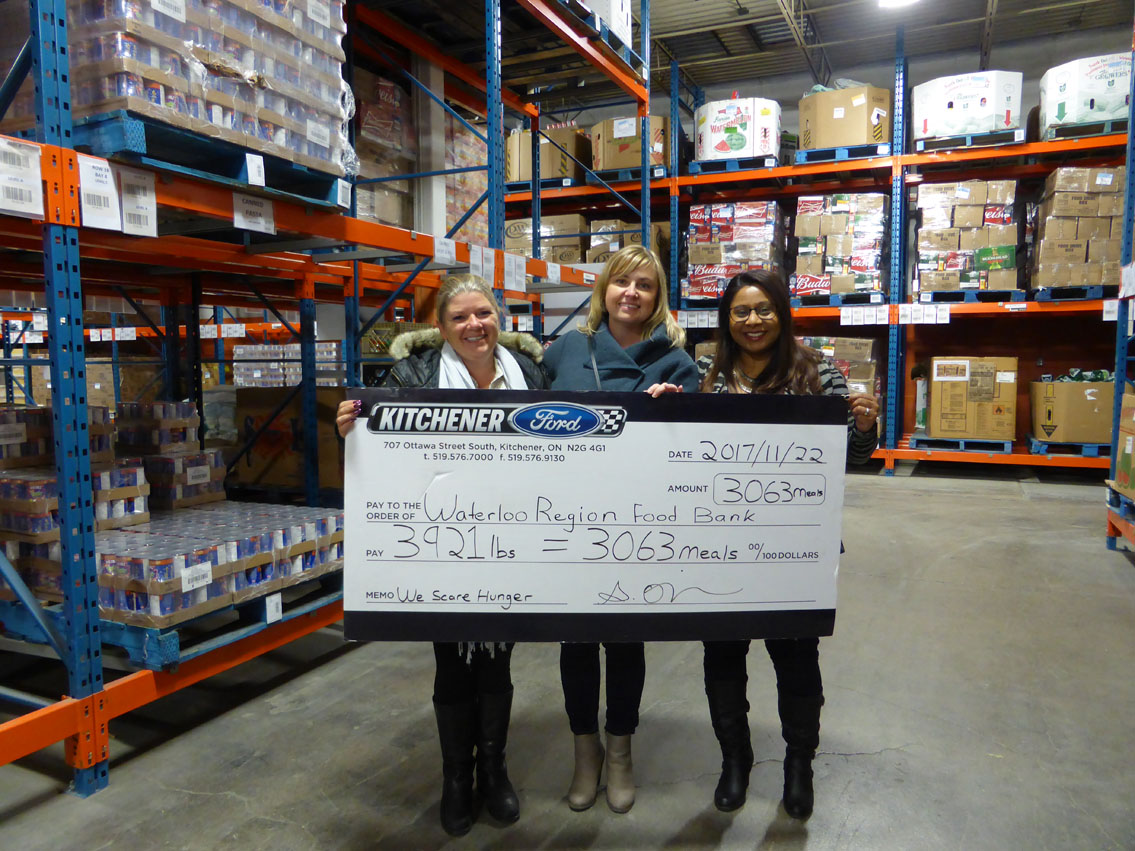 Kitchener Ford Raises 3063 meals for the We Scare Hunger Campaign to be donated to The Food Bank of Waterloo Region!